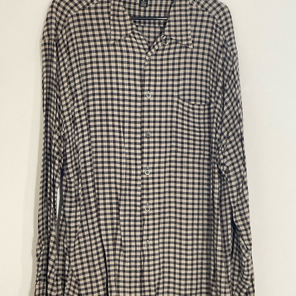 Reunion Men's Long Sleeve Shirt Black Check Pattern Size XL 100% Rayon - Picture 4 of 8